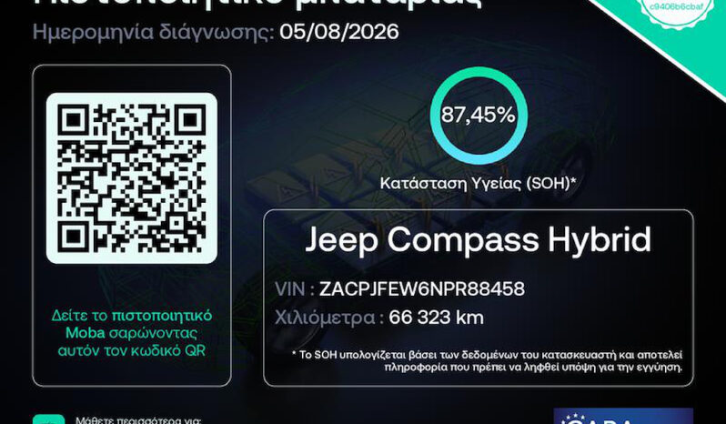 Jeep Compass 2022  S 4XE ATX 1.3 AWD 4X4 PLUG-IN HYBRID AUTO NAVI CAMERA ECO S/S EURO-6 ΕΛΛΗΝΙΚΟ γεμάτο